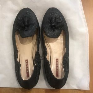 Prada loafers in black sparkle with tassel 37.5